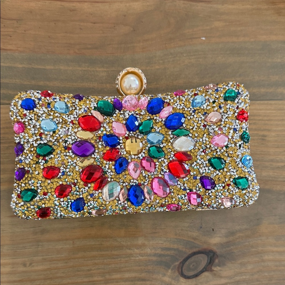 Multicolor Gemstone Embellished Clutch